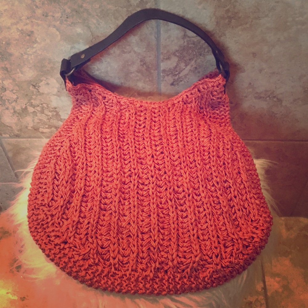 Orange straw bag